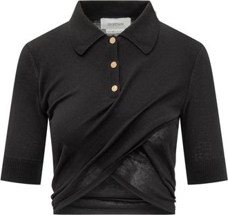 Sportmax Tops, Dames, Zwart, L, Geknoopte korte blouse