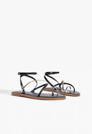 Schutz Womens Valeria Flat Leather Sandals In Black