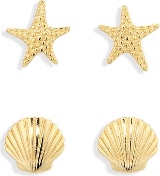 Argento Vivo Sea Life Set of 2 Stud Earrings in Gold at Nordstrom Rack