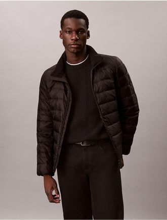 Calvin Klein Mens Lightweight Nylon Emblem Logo Jacket - Black - 2XL