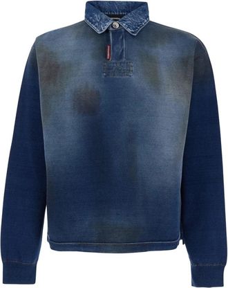 Dsquared2 Polo Kraag Sweatshirt - Heren - Sweatshirts - Blauw - M - Katoen - Hoodies & sweatvesten