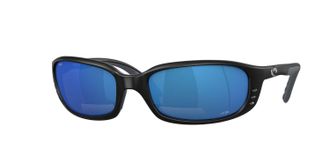 Costa Mens Brine Reader Rectangular Polarized Sunglasses In Matte Black/blue Mirror