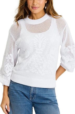 Tommy Bahama Nobel Pineapple Lattice Cotton Sweater in White at Nordstrom, Size X-Small