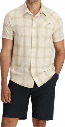 Outdoor Research Astroman Short Sleeve Sun Shirt In Oyster Plaid