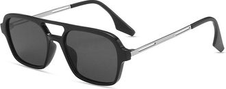 Generic Mens Fashionable Square Frames Commuting Sunglasses For Women Photo Shopping Vacation Sun Glasses(Black)