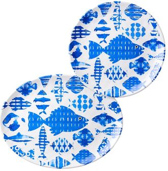 Certified International Fish Tale Melamine 2Pc Platter Set