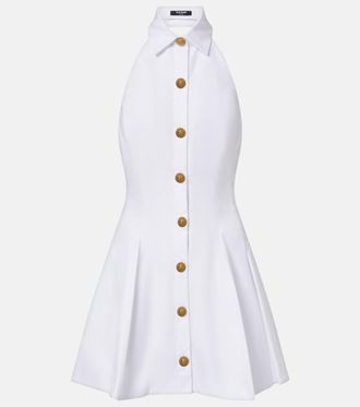 Balmain Pleated cotton poplin minidress