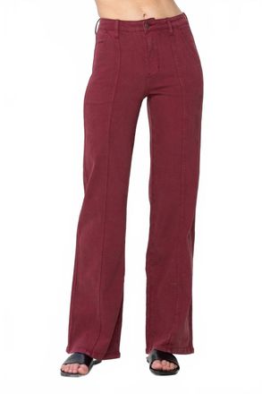 Judy Blue Zone High Waist Front Seam Straight Jean In Burgundy