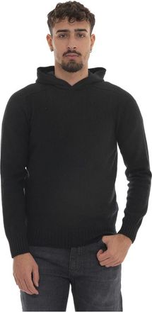 Gran Sasso Gebreide Hoodie met Trekkoord - Heren - Hoodies - Zwart - 3XL - Wol - Hoodies & sweatvesten