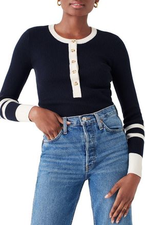Faherty Mikki Organic Cotton & Cashmere Henley Sweater in Coastal Colorblock at Nordstrom Rack, Size Small