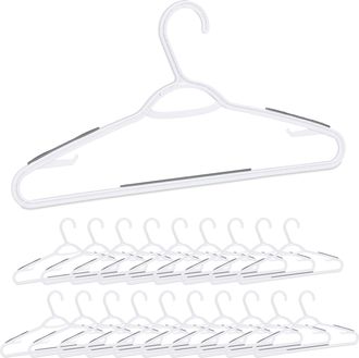 Relaxdays Relaxdays Pack De 20 Perchas Ropa Antideslizantes, Barra Pantalones O Faldas, Colgador Corbatas, Pl&aacute;stico-goma, Blanco