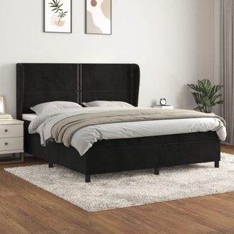vidaXL Vidaxl - Cama Box Spring Con Colch&oacute;n Terciopelo Negro 180x200 Cm
