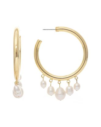 Rivka Friedman 18K Plated 12Mm Pearl Earrings