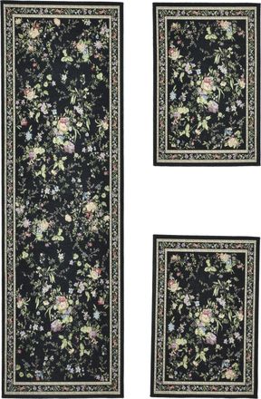 THEKO Bettumrandung »Flomi Sagrini« Höhe 3 mm 3 Stk. tlg. Läufer-Set, Flachgewebe, gewebt, Pastell-Farben, Blumen Design