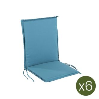 ED&Egrave;N JARD&Iacute; Pack de 6 cojines para sill&oacute;n de jard&iacute;n reclinable est&aacute;ndar turquesa