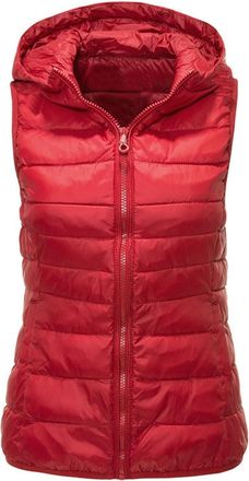 Generic Womens Packable Down Gilet Water, Lightweight, Extra Warm Bodywarmer With Zip Up Pockets, Windproof Full-Zip for, Mountaineering, & Casual (Red, XL)
