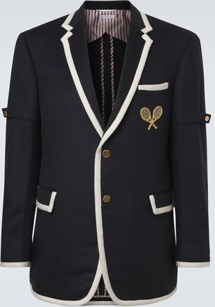 Thom Browne Embroidered cashmere zibeline blazer