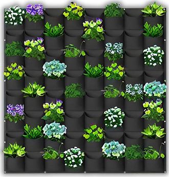 OEM Macetero Vertical De Pared - Bolsa Colgante Para Cultivo - Macetero De Fieltro Para Fresas - 64 Compartimentos - 100x100 Cm - Hierbas Y Flores