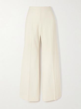 Nina Ricci Pantaloni Svasati In Gabardine Di Lana - Crema