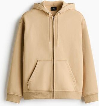H&M Loose Fit Zip-through Hoodie in Beige at Nordstrom, Size Xx-Large