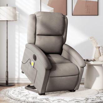 vidaXL Vidaxl - Sill&oacute;n De Masaje El&eacute;ctrico Reclinable Elevable Tela Taup&eacute;