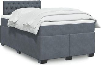 vidaXL Cama Box Spring Con Colch&oacute;n Terciopelo Gris Oscuro 120x200 Cm Vidaxl