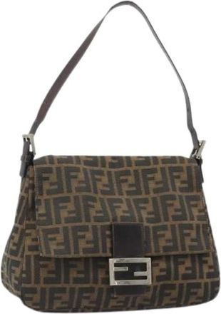 Fendi Pre-owned Vintage Zucca Canvas Shoulder Bag - Dames - Vintage Schoudertas - Bruin - ONE Size - Leer - Vintage