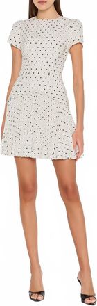Milly Womens Haddy Short Sleeve Polka Dot Mini Dress In Black White