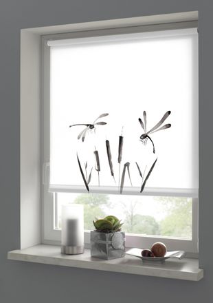Gardinia Seitenzugrollo &raquo;weiss / Dekor&laquo; blickdicht Sichtschutz ohne Bohren freih&auml;ngend Klemmtr&auml;ger mit Feststellschraube