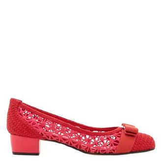 Ferragamo Vara Bow Crochet Pumps, Size 7 C
