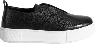 Desa Woman Slip-Ons - Leather Upper and Lining, Elastic Laces, 3 cm Flat Heel, Breathable | Black - 36