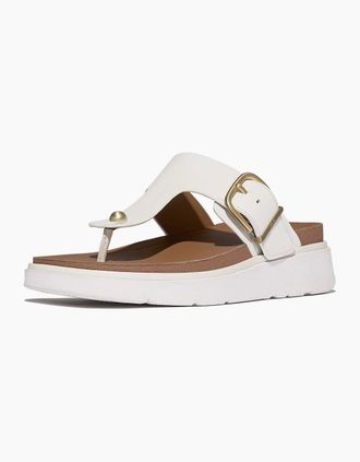 FitFlop Womens Fitflop Gen-FF Toe-Post Leather Womens Urban White Sandals - Size: 5
