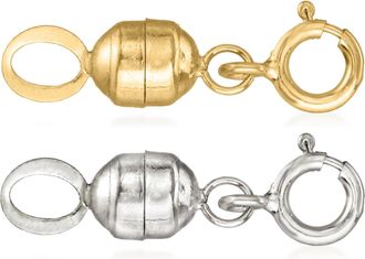 Ross-Simons Italian Set Of 2 Small Magnetic Clasp Converters: 14kt Yellow Gold and 14kt White Gold