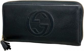Gucci Black Leather Long Wallet (Bi-Fold) (Pre-Owned)