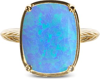 Sterling Forever Sterling Silver Ocean Blue Opal Elongated Cushion Ring