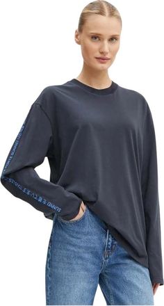 Sunnei Cotton Longsleeve Top - Dames - Longsleeves - Blauw - S - Katoen - Tops