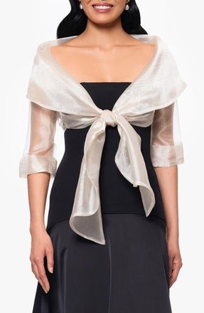 Betsy & Adam Organza Wrap Jacket in Khaki at Nordstrom, Size X-Large