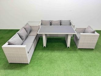 Fimous Patio Garden Furniture Sets with Side Table Light Grey