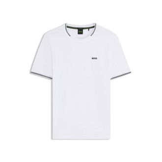 BOSS Stretch-cotton T-shirt with stripes and logo