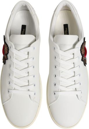 Dolce & Gabbana Womens White Leather Sacred Heart Patch Sneakers Shoes Calf