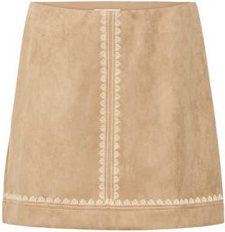 Ichi Embroidered Faux Suede Skirt in Travertine at Nordstrom Rack, Size 2 Us / 34 Eu
