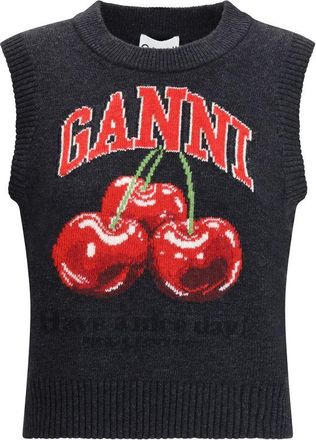 Ganni Zwarte Wol Sweatshirt