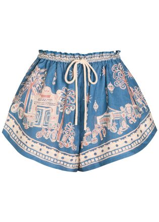Alemais Alemais Acacia Printed Linen Shorts - Blue - 12 (UK12 / M)
