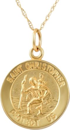 Pompeii3 14k Yellow Gold St. Christopher Medal Pendant.5 Tall 1 Gram