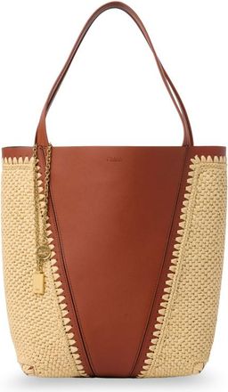 Chlo&eacute; Spin Leather And Raffia Shoulder Bag