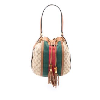 Gucci Pre-owned Gucci GG Canvas Web Rania Drawstring Hobo ZX1MJ1XG1339NQLO