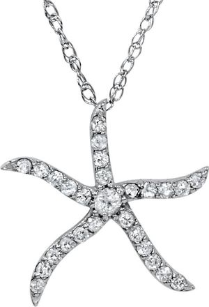 Pompeii3 1/4ct Diamond Starfish Pendant 10K White Gold W/ 18 Chain