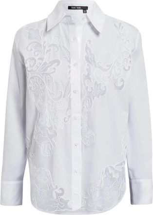 Marc Aurel Overhemden, Dames, Wit, S, Katoen, Elegante Katoenen Blouse met Borduurwerk