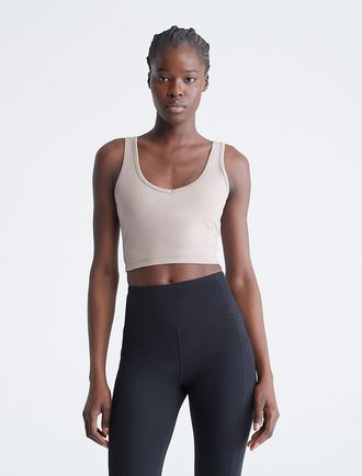 Calvin Klein Womens Performance Embrace Low Impact V-Neck Strappy Sports Bra - Neutral - XL