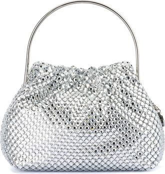 Olga Berg Whitney Crystal Top Handle Clutch in Silver at Nordstrom